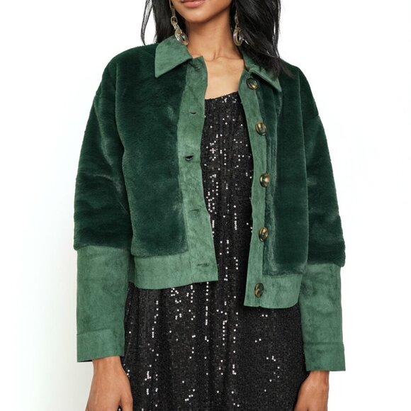 MYSTREE FAUX FUR MIX MEDIA JACKET - Picture 3 of 7